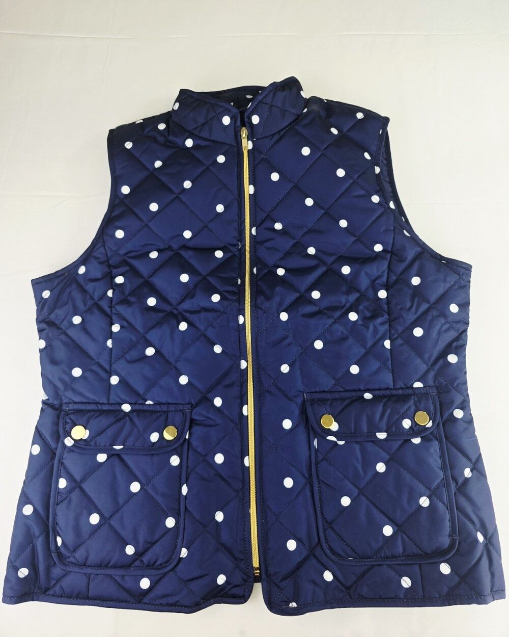 St. John's Bay Women's Navy Blue Dotted Puffer Vest Size Large New